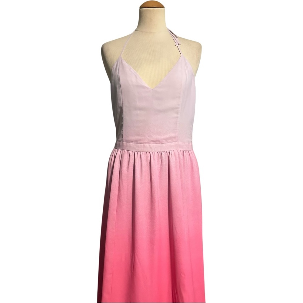 Express Ombre Dip Dye Halter Maxi Dress Pink Medium - Picture 3 of 6